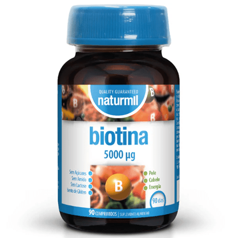 Biotina 5000 μg, 90 comprimidos, Naturmil - Plan de Vita - Vitaminas e Minerais - Health Store