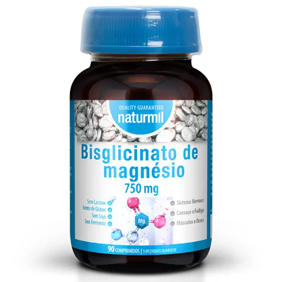 Bisglicinato de Magnésio 750mg, 90 Comprimidos, Naturmil
