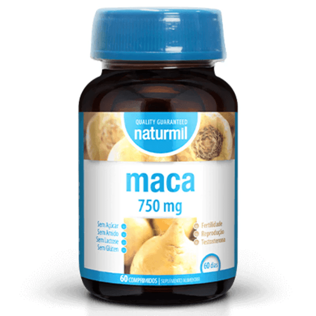Maca Peruana 750mg + Zinco, 60 comp. Naturmil - Plan de Vita - Vitaminas e Minerais - Health Store