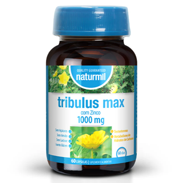 Tribulus Max 1000mg 40% de saponinas + Zinco - 60 cáps. Naturmil